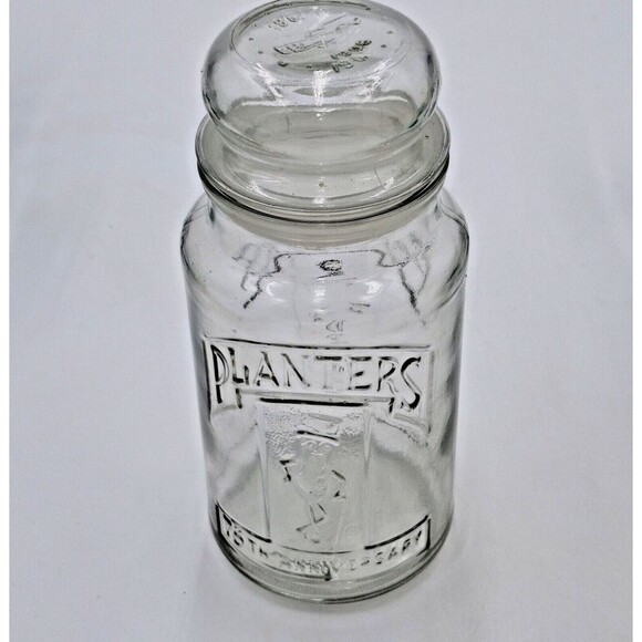Vintage 1981 75th Anniversary Planters Mr. Peanut Glass Jar with Lid - Picture 4 of 6